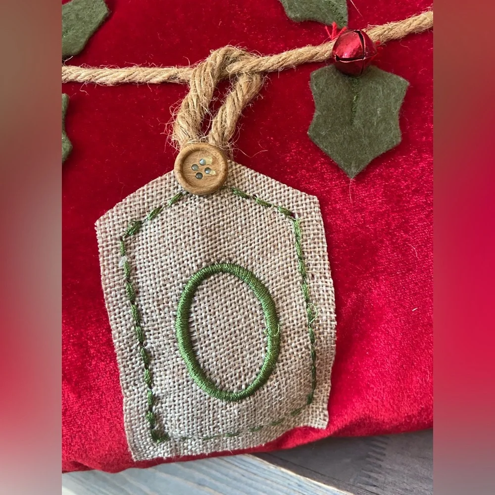 Vintage MCM Merry Joy Christmas Velvet Pillow Holiday Primitive Country Rustic